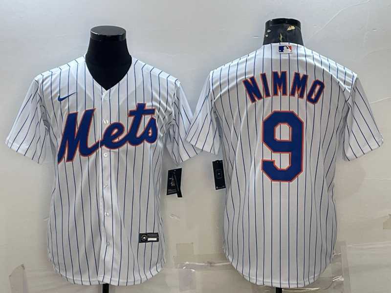 Men%27s New York Mets #9 Brandon Nimmo White Cool Base Stitched Baseball Jersey